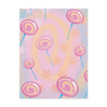 cute yummy lollipops and stars background postcards