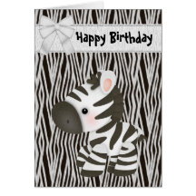 Cute Zebra & Cupcake (inside) Birthday Card