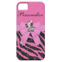 Cute Zebra & Pink & Black Glitter Animal Print