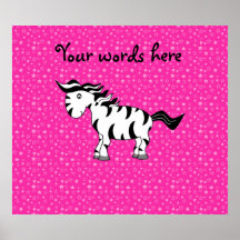 Cute zebra pink stars poster
