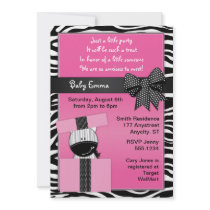 Cute Zebra Present Baby Shower Invitation