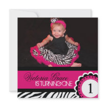 Cute Zebra Print Birthday Party Invitation