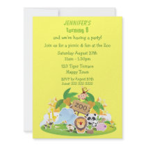 Cute Zoo Animals Birthday Party Invite