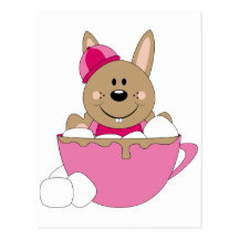 Cutelyn Brown Baby Girl Snow Bunny Mug Post Card