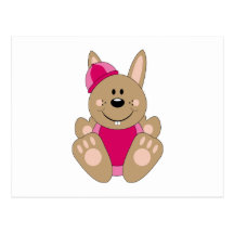 Cutelyn Brown Baby Girl Snow Bunny Post Cards