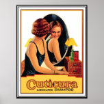 Cuticure medicated shampoo vintage poster