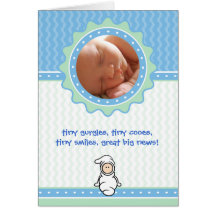 Cutietoots Birth Announcement - Blue/Green - Boy Greeting Cards