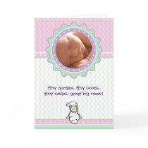 Cutietoots Birth Announcement - Pink/Green - Girl Card