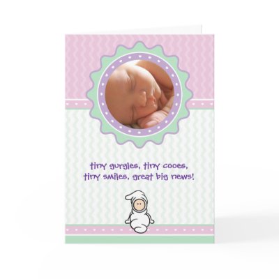 Cutietoots Birth Announcement - Pink/Green - Girl Greeting Cards by cutietoots