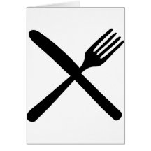 cutlery fork and knife crossed greeting cards