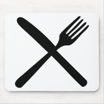cutlery fork and knife crossed mouse mat