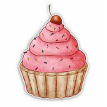 Cutout Cherry Cupcake, Yummy Cupcake Decoration photo sculptures