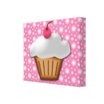 Cutout Cupcake with Pink Cherry on Top Canvas Prints