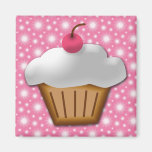 Cutout Cupcake with Pink Cherry on Top Fridge Magnets