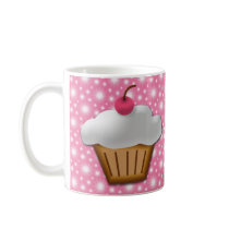 Cutout Cupcake with Pink Cherry on Top Mugs