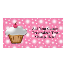 Cutout Cupcake with Pink Cherry on Top Picture Card