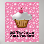 Cutout Cupcake with Pink Cherry on Top Print