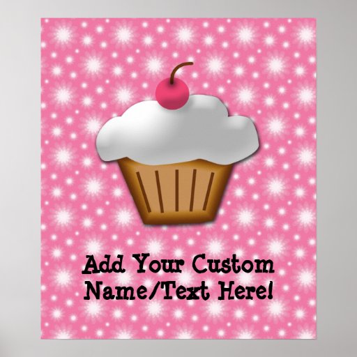 Cutout Cupcake with Pink Cherry on Top Print