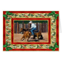 Cutting Quarter Horse Blank Christmas Card