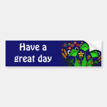 CV- Funny Frog Folk Art Design Bumper Stickers