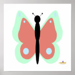 Cyan And Pink Butterfly Posters
