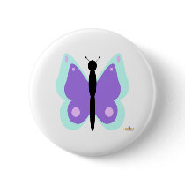 Cyan And Purple Butterfly Pinback Button