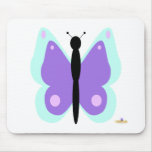 Cyan And Purple Butterfly Mouse Mat