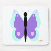 Cyan And Purple Butterfly Mouse Mat