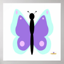 Cyan And Purple Butterfly Posters