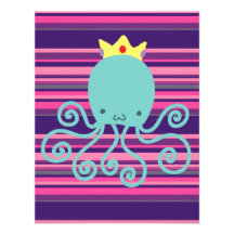 Cyan Octopus Princess Personalized Invites