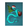 Cyan Santa Dragon Postcard