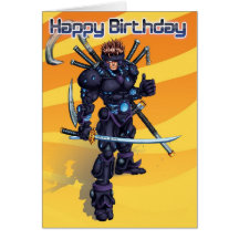Cyber Samurai Birthday Cards