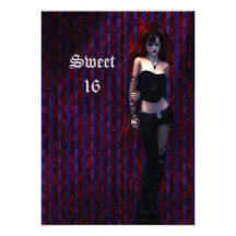 Cybergoth Vampire Sweet 16 Birthday Personalized Announcement