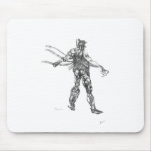 cyborg blck and white sharpened mousepad