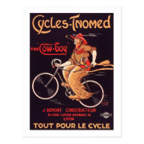 Cycles Tnomed "The Cowboy" Vintage French Bike Ad postcards