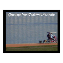 cycling by the lake postcard