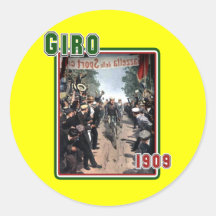Cycling Giro 1909 Italy flag Retro Vintage Art Round Stickers
