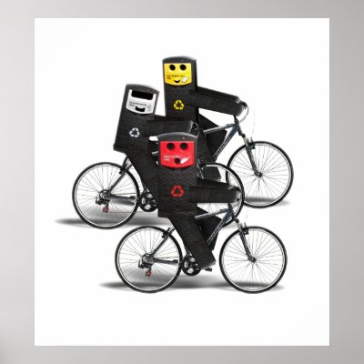 Cycling Recycle Bins Print by gravityx9
