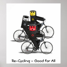 Cycling Recycle Bins Posters