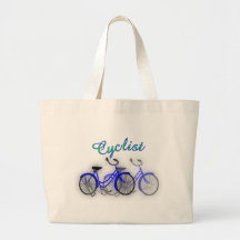 Cyclist (1950 Bicycle) Watercolor drawing Design Tote Bag