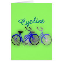 Cyclist (1950 Bicycle) Watercolor drawing Design Card
