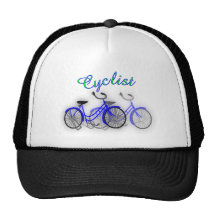 Cyclist (1950 Bicycle) Watercolor drawing Design Trucker Hats