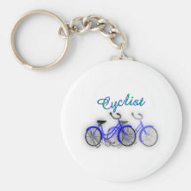 Cyclist (1950 Bicycle) Watercolor drawing Design Keychain