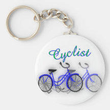 Cyclist (1950 Bicycle) Watercolor drawing Design Key Chains