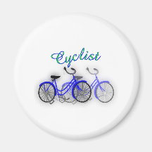 Cyclist (1950 Bicycle) Watercolor drawing Design Fridge Magnets