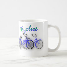 Cyclist (1950 Bicycle) Watercolor drawing Design Mugs