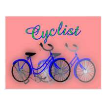 Cyclist (1950 Bicycle) Watercolor drawing Design Postcard