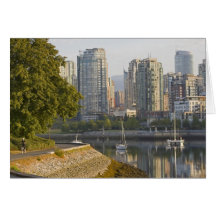 Cyclist along the Seawall Trail in downtown Greeting Card