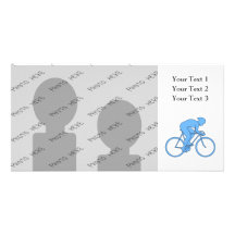 Cyclist in a Race. Blue. Picture Card
