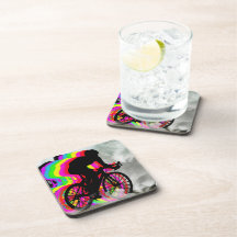 Cyclists Cycling in the Clouds Beverage Coasters